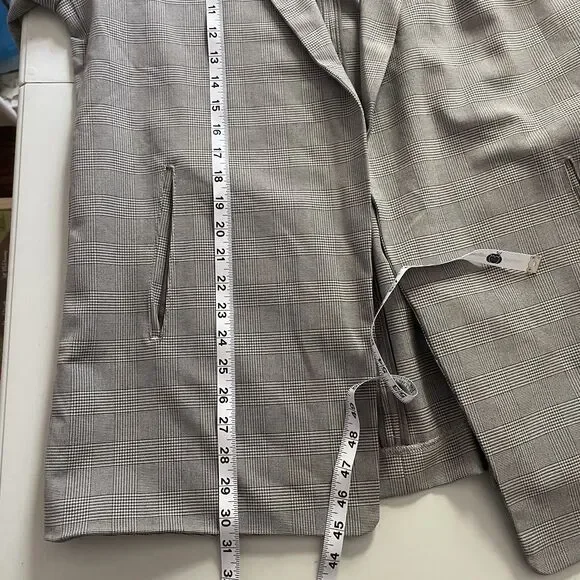 Maison d'Amelie Oversized Blazer XL Plaid Ruched Sleeve Preppy Academia - Picture 8 of 9